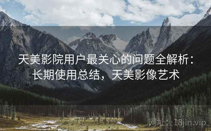 天美影院用户最关心的问题全解析:长期使用总结,天美影像艺术